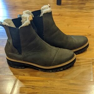 Women's Dark Brown Ankle Boots with Shearling Lining